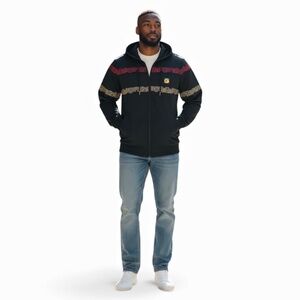 Authentic Cookies Montego Hoodie Track Jacket Black with Rasta Colors Size M